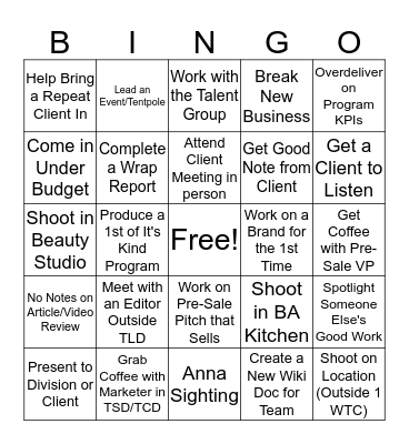 Post-Sale Bingo Card