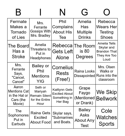 Calculus Bingo Card