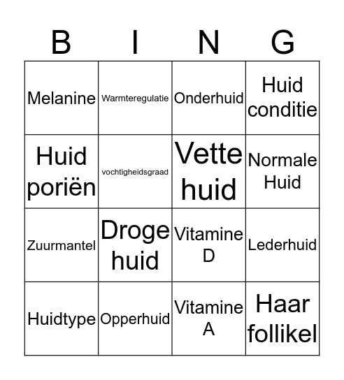 De Huid  Bingo Card
