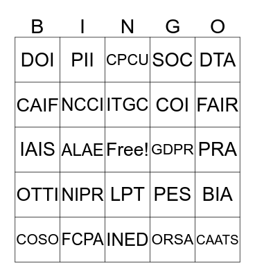 Internal Audit Division Meeting Bingo Card