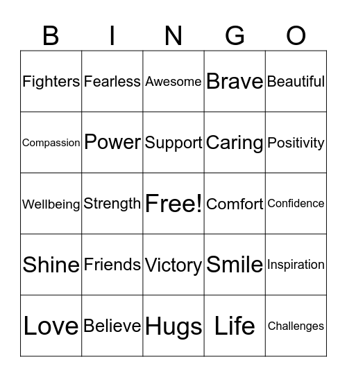 Woman to Woman  Bingo Card
