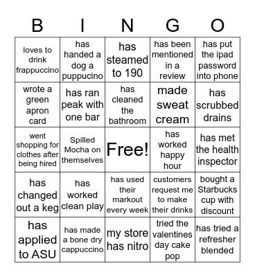 2nd Cup Bingo Card