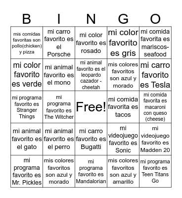 6-3 Favoritos 2019-2020 Bingo Card