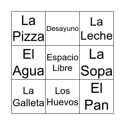 Comida Bingo Card