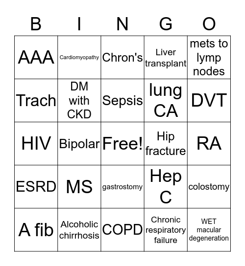 HCC Bingo Card