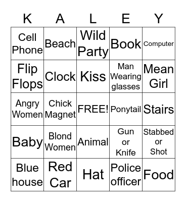 Movie Bingo Card