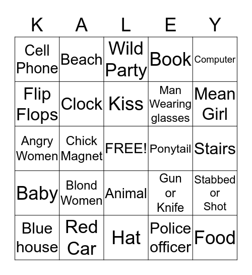 Movie Bingo Card