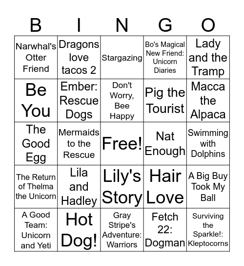 Book Fair BINGO Card