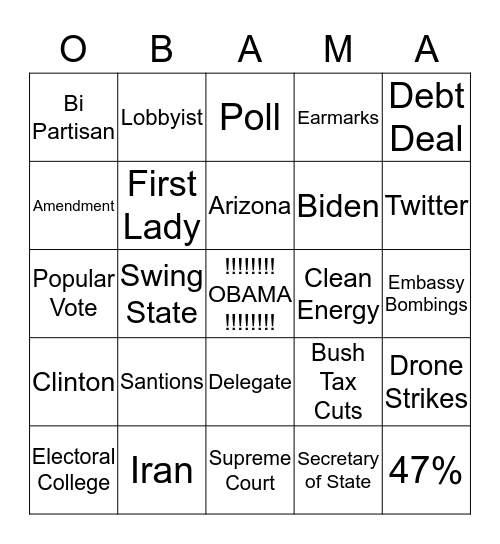 Four More Years Bingo Card