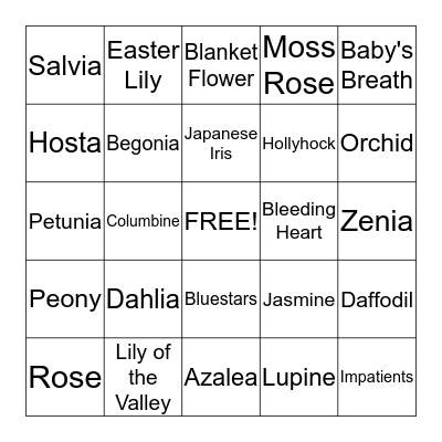 Dreaming of Spring Flowers Bingo Card