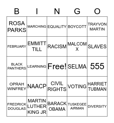 BLACK HISTORY  Bingo Card