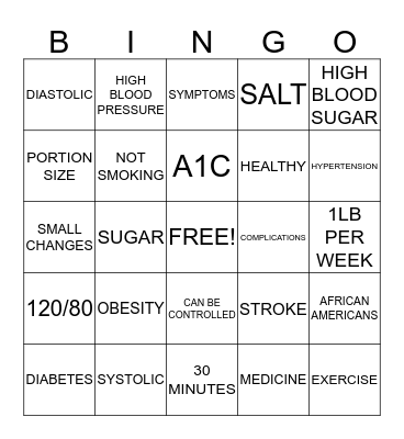 GOOD HEALTH Bingo Card