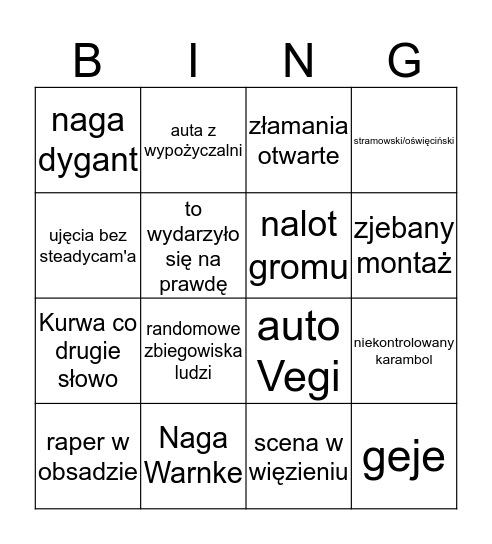 vega bingo Card