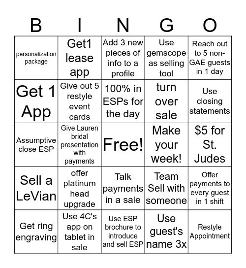 Victoria Bingo Card