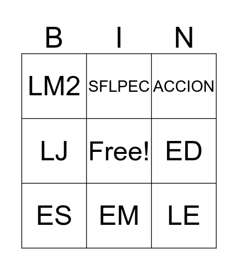 CENSOTERIA Bingo Card
