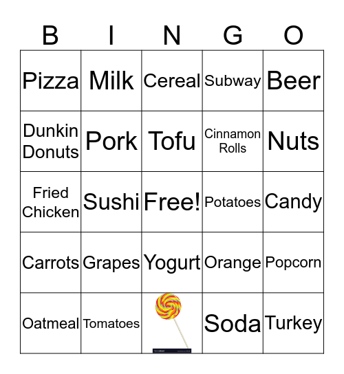 Nutrition Bingo  Bingo Card