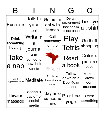 Self Care Bingo Card