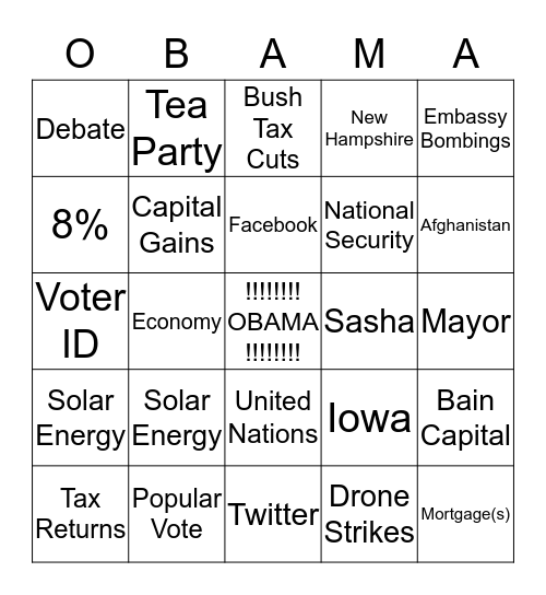 Four More Years!!!! Bingo Card