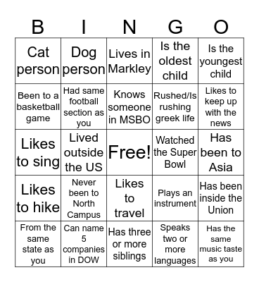 MSBO W20 Junior Analysts Bingo Card
