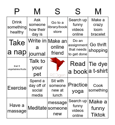 Self Care Bingo Card