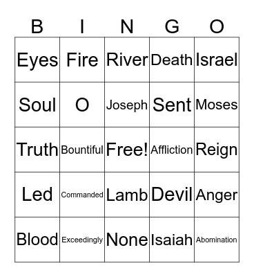 Book of Mormon Read-a-thon Bingo Card