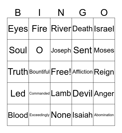 Book of Mormon Read-a-thon Bingo Card