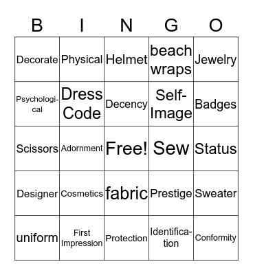 Why we wear clothes  Bingo? Bingo Card