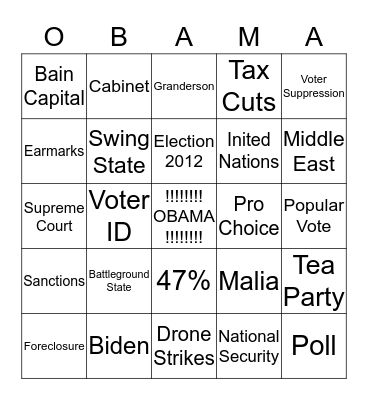 Four More Years Bingo Card