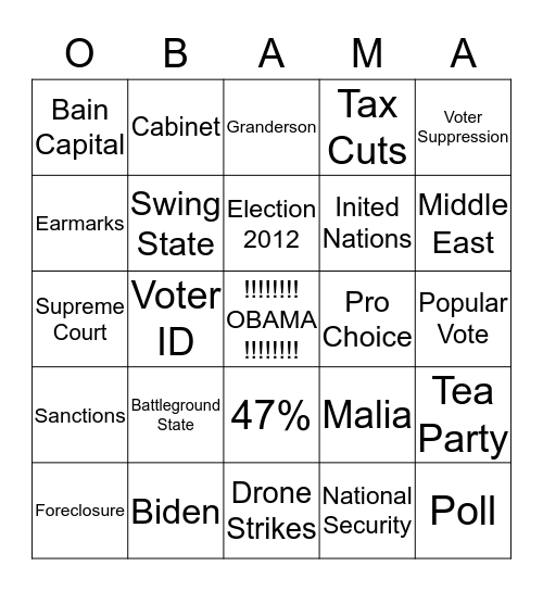 Four More Years Bingo Card