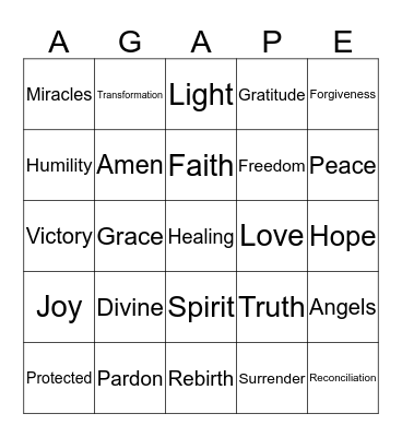 AGAPE - unconditional divine love Bingo Card