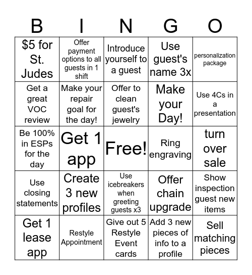 Casey Bingo Card