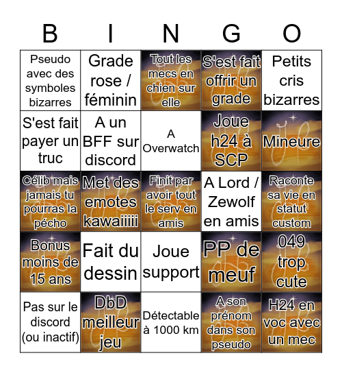 Les egirls Bingo Card