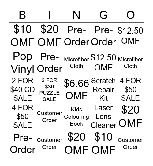 KPI Bingo Card