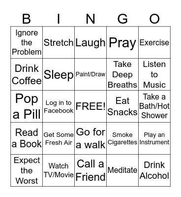 Stress Bingo Card