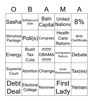 Four More Years Bingo Card