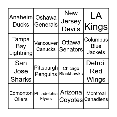Hockey Day in Canada Bingo Card