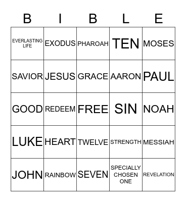 BIBLE BINGO Card