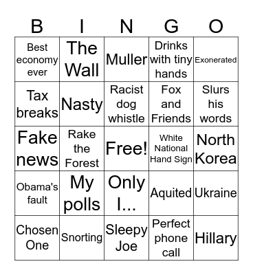 State of the Union Bingo Card