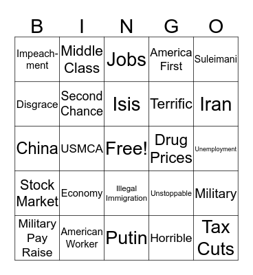 Heritage Action SOTU Bingo Card