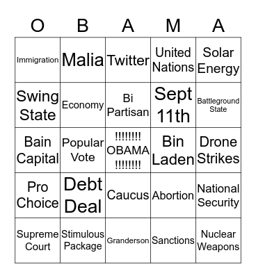 Four More Years Bingo Card