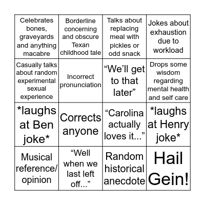 Marcus Parks Bingo ☠️ Bingo Card