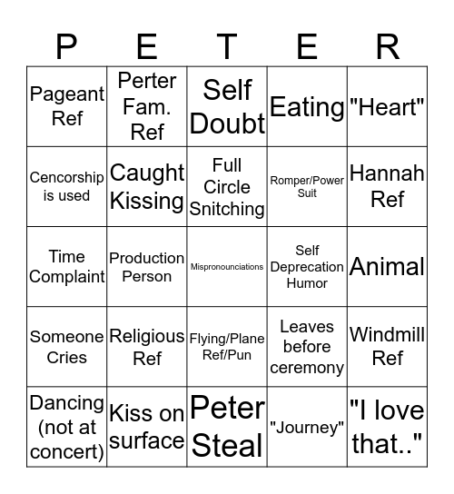 Peter Bingo Card