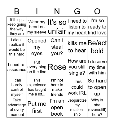 OAKWOOD BACHELOR BINGO!! Bingo Card