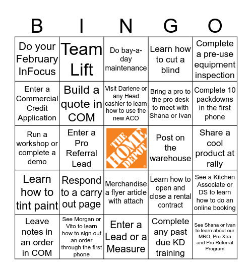 SALES ASSOCIATE BINGO Card