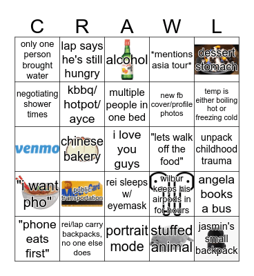 traveling with nyc crawl bingo Card