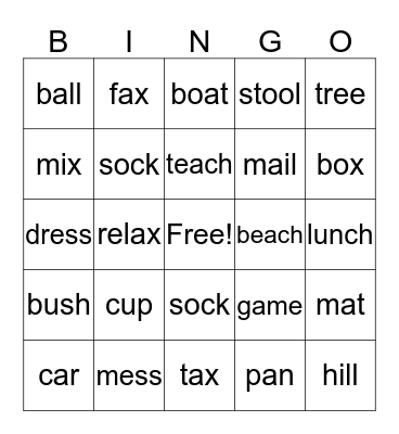 Making Words Plural Bingo Card
