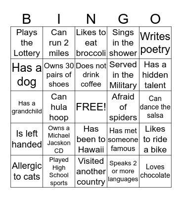 DCF ICE BREAKER BINGO Card