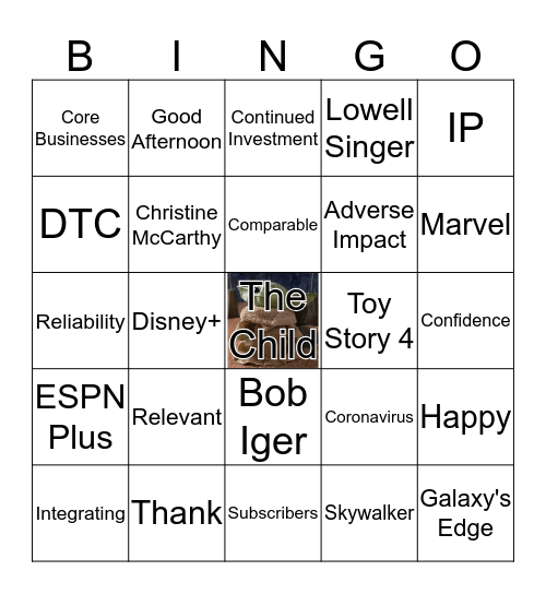 TWDC Earnings Call Bingo! Bingo Card