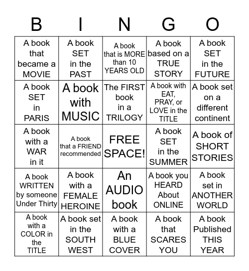 BOOK BINGO! Bingo Card