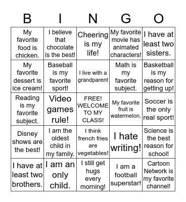 DID YOU KNOW? BINGO Card